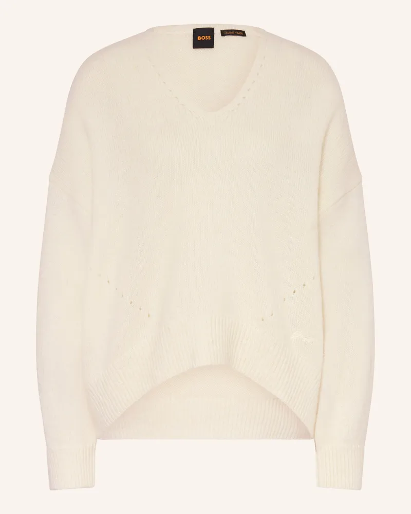 HUGO BOSS Pullover Mit Alpaka weiss Ecru