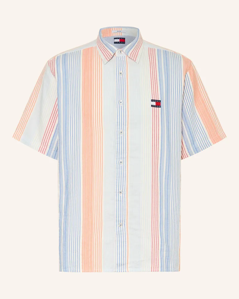 Tommy Hilfiger Kurzarm-Hemd Relaxed Fit orange Weiss