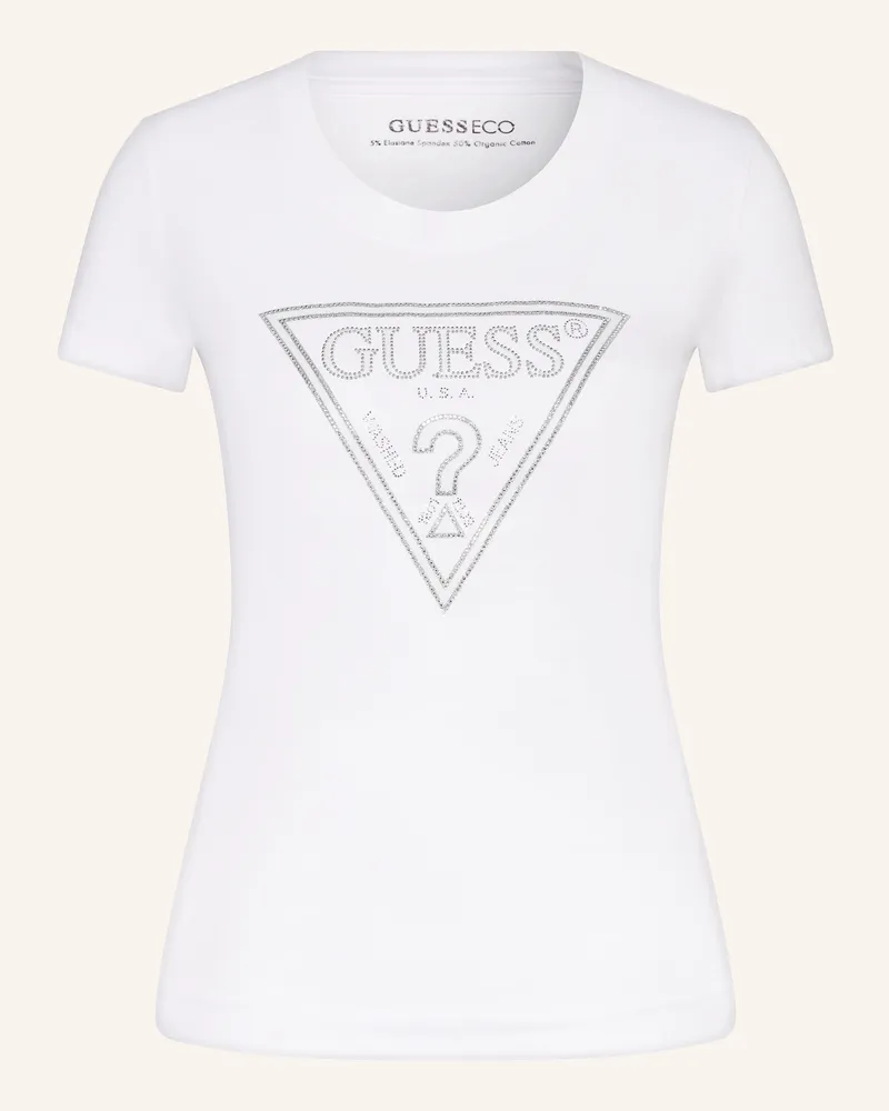 Guess T-Shirt mit Schmucksteinen Weiss