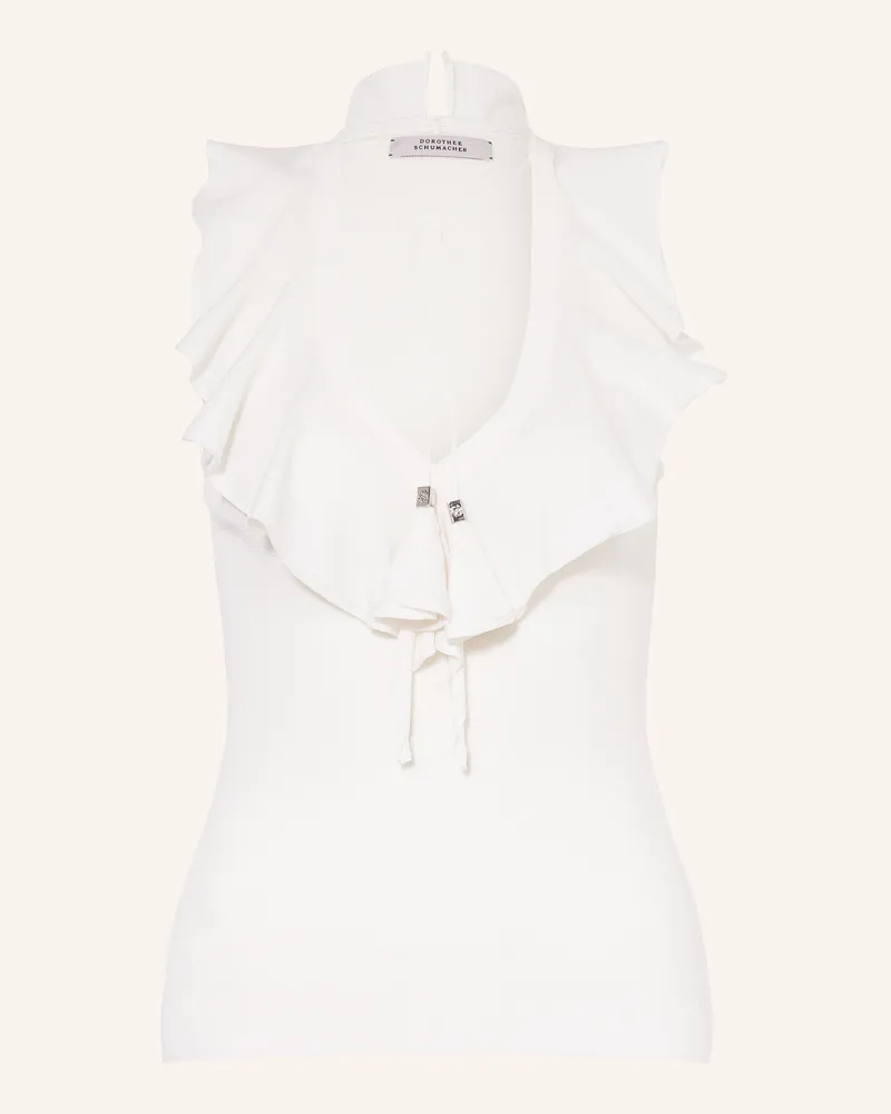 Dorothee Schumacher Stricktop Refined Essentials Mit Volants weiss Creme