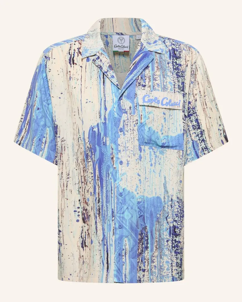 Carlo Colucci Bedrucktes Hemd - Ai Drip Knit Fasoli weiss Weiss