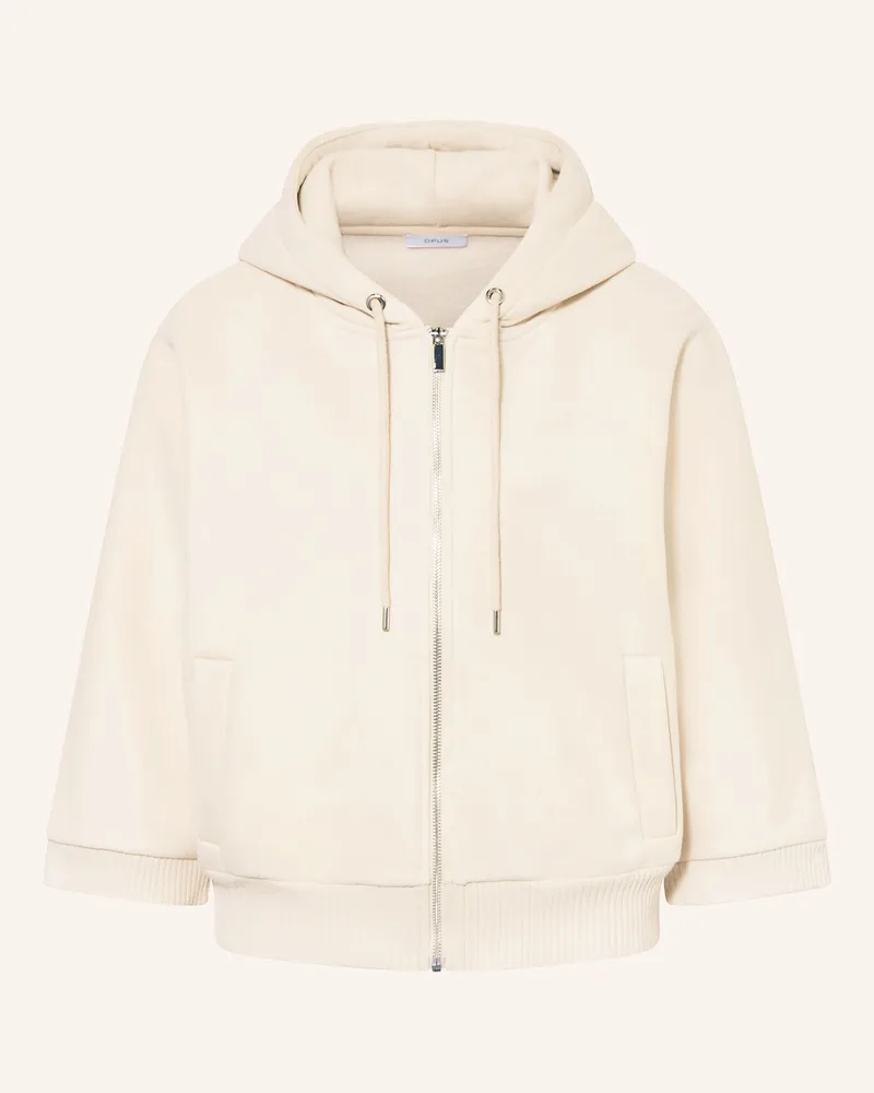 OPUS Sweatjacke GENITA mit 3/4-Arm Ecru