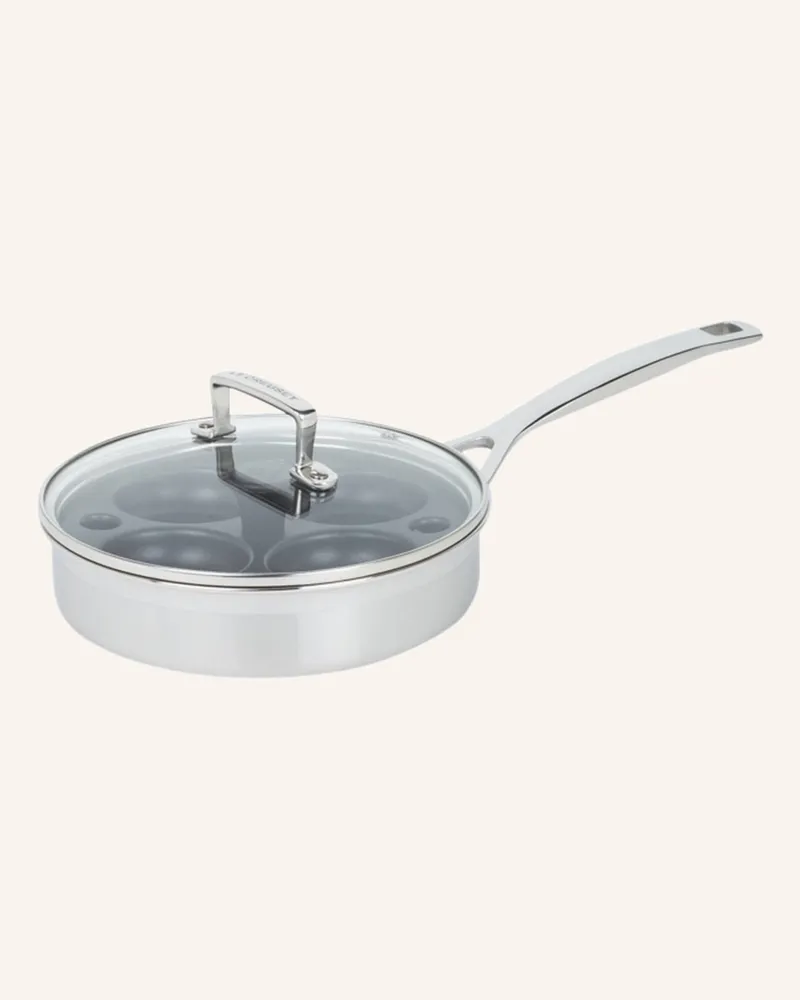Le Creuset Sauté-Pfanne 3-ply mit Pochiereinsatz und Glasdeckel Silber