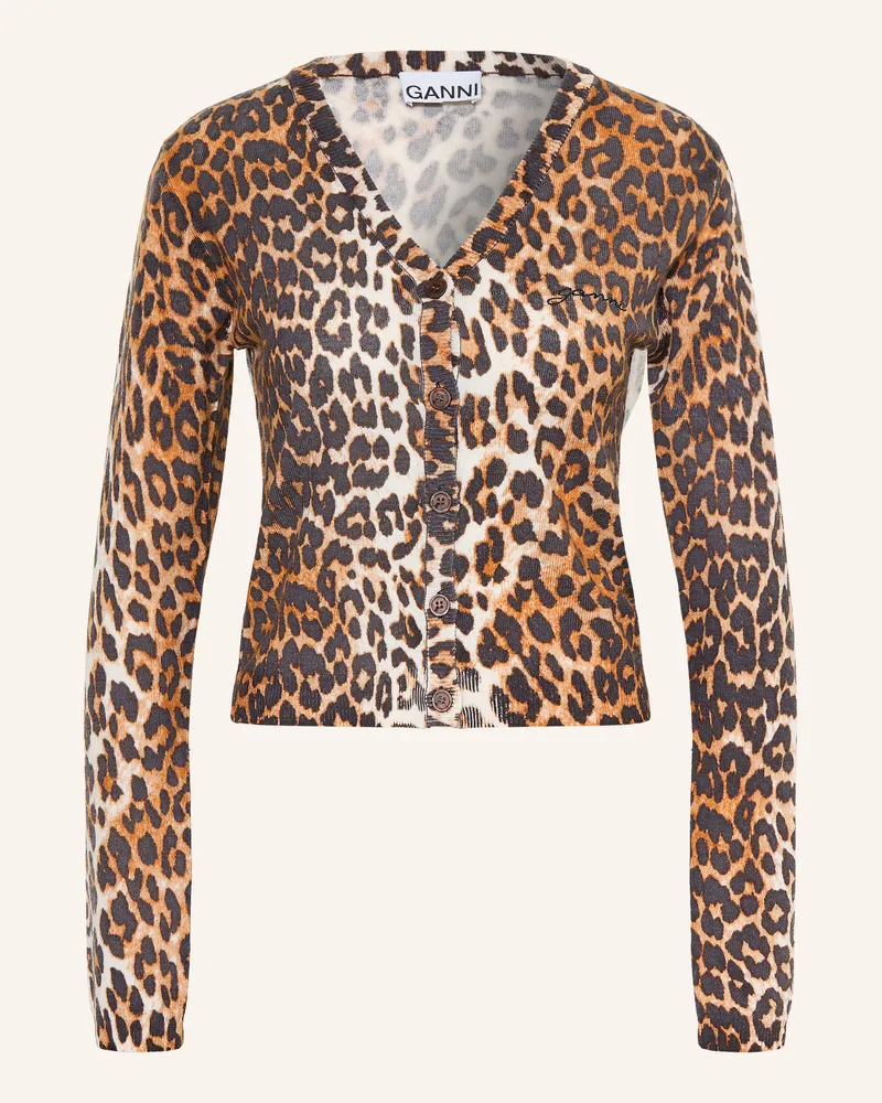 Ganni Strickjacke Aus Merinowolle beige Braun
