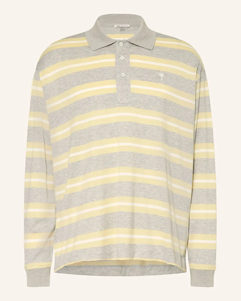 AMI Paris Jersey-Poloshirt grau Hellgrau