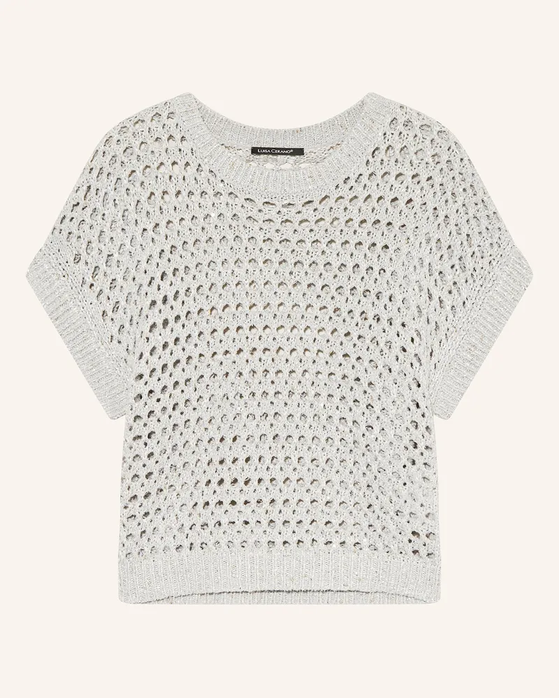 Luisa Cerano Strickshirt mit Pailletten Silber