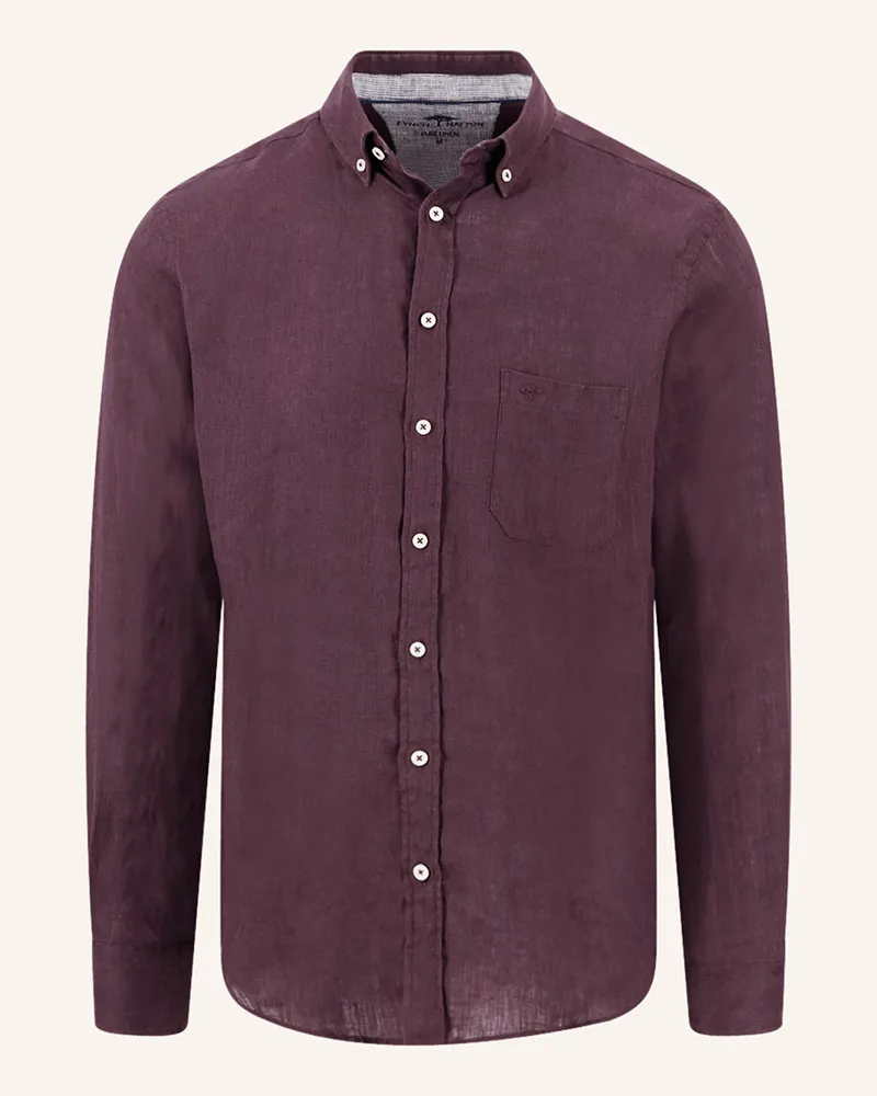 Fynch-Hatton Leinenhemd Comfort Fit lila Fuchsia