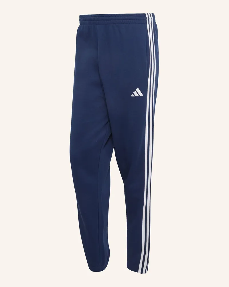 adidas Essentials 3-Streifen Hose, French Terry, Schmal Zulaufend, Bündchen blau Weiss
