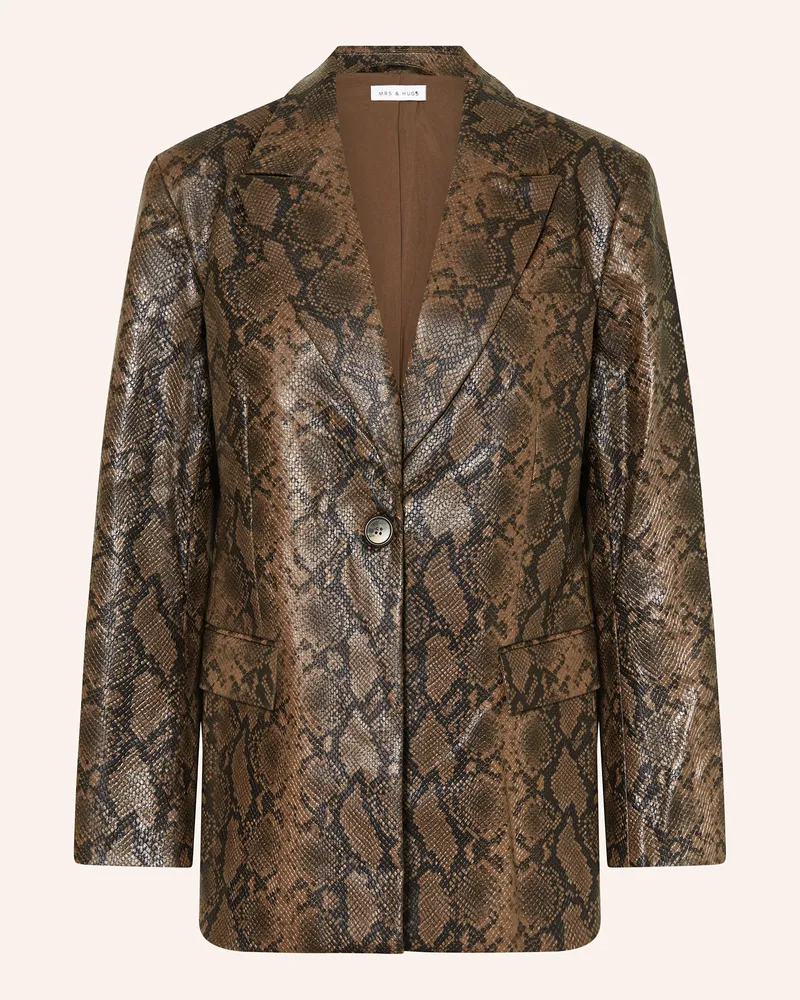 Mrs & HUGS Blazer in Lederoptik Braun