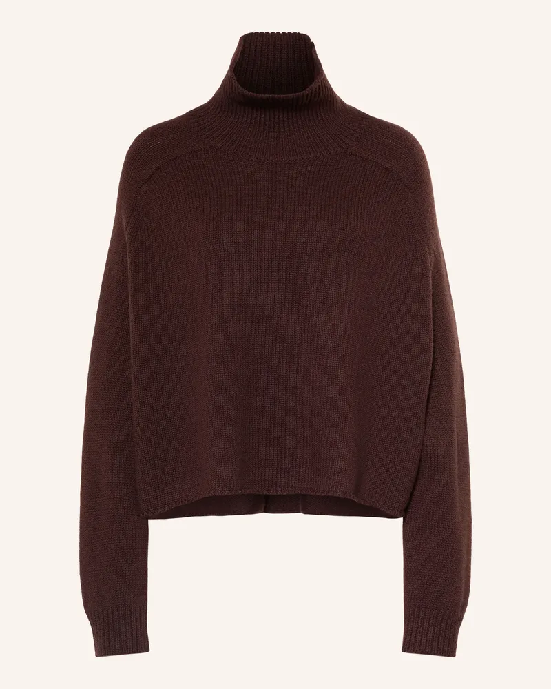Juvia Rollkragenpullover Rike rot Dunkelbraun