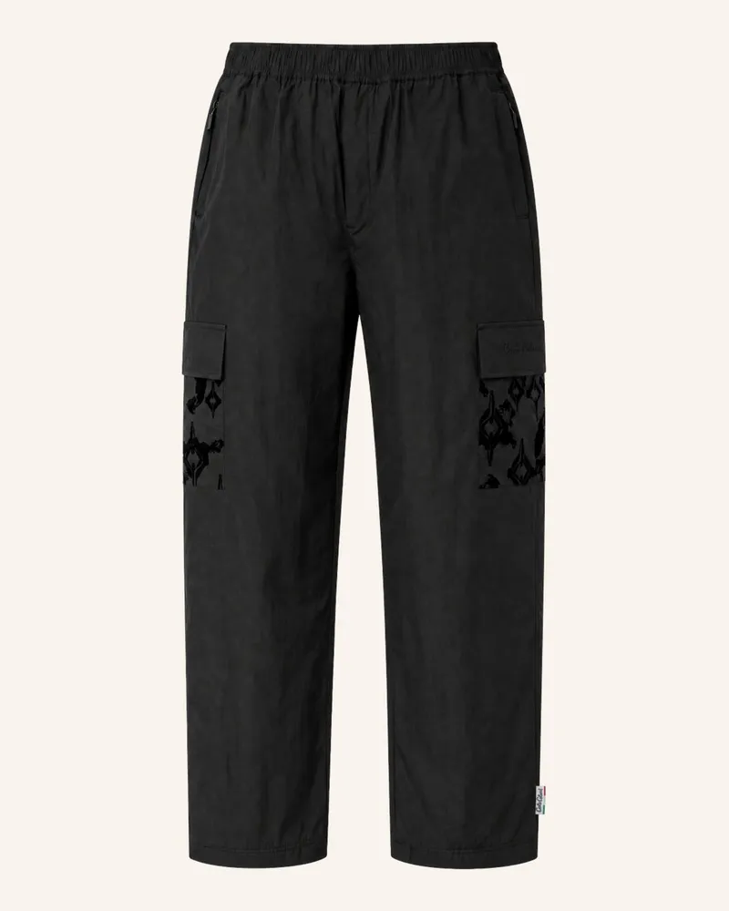 Carlo Colucci Flockprint Cargohose - Soft Impact Fipinger schwarz Schwarz