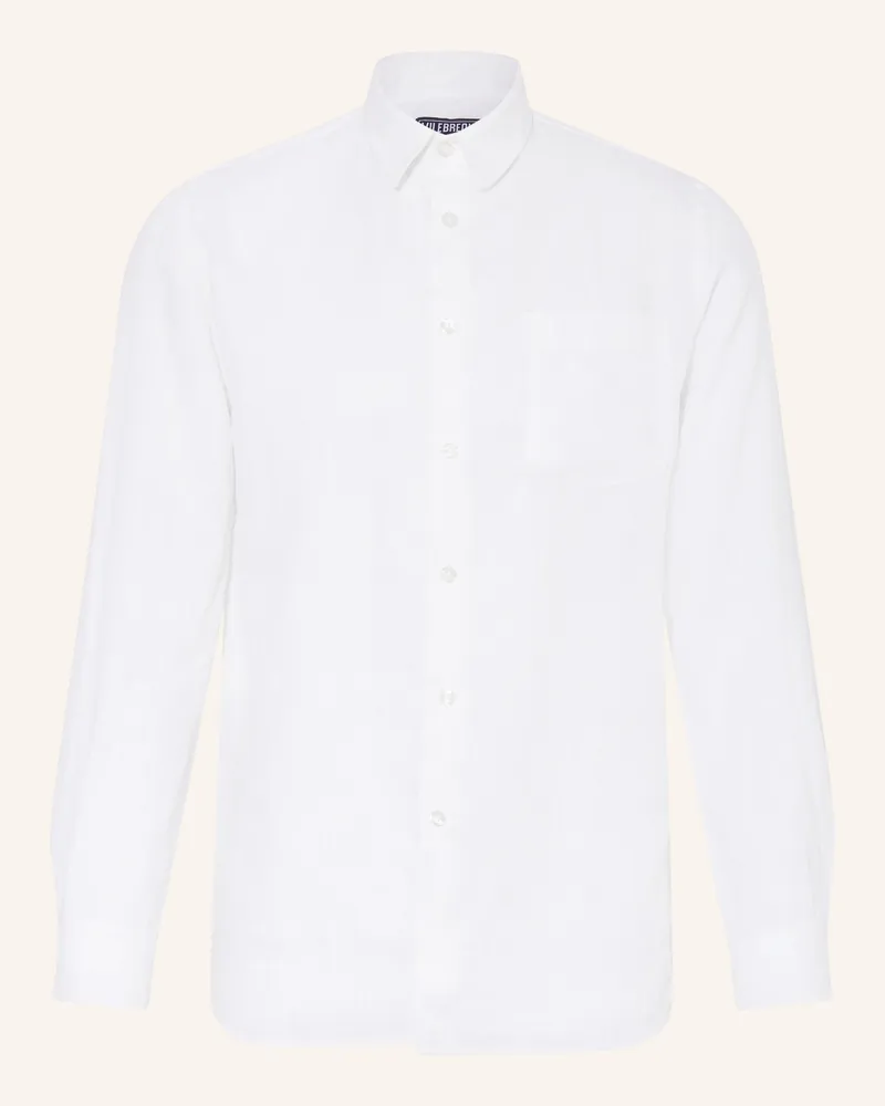 Vilebrequin Leinenhemd Caroubis Comfort Fit weiss Weiss