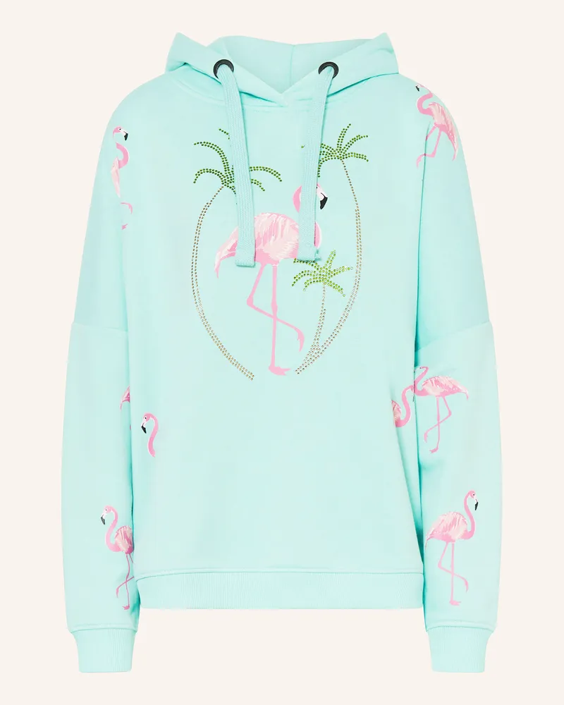 Miss Goodlife Hoodie mit Schmucksteinen Hellblau