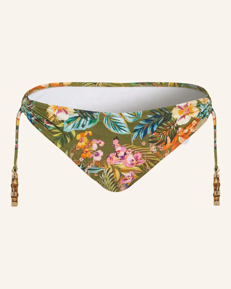 watercult Basic-Bikini-Hose SUNSET FLORALS Oliv