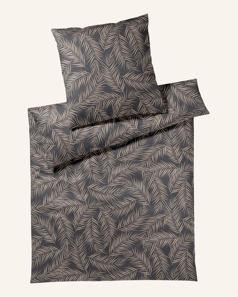 elegante Bettwäsche Maison Leaves grau Ecru
