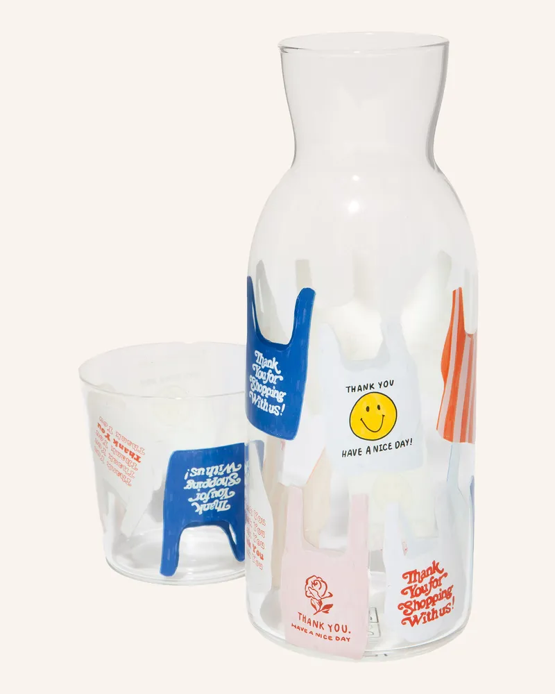 Doiy 2-Tlg. Set Corner Shop: Karaffe Und Trinkglas weiss Weiss