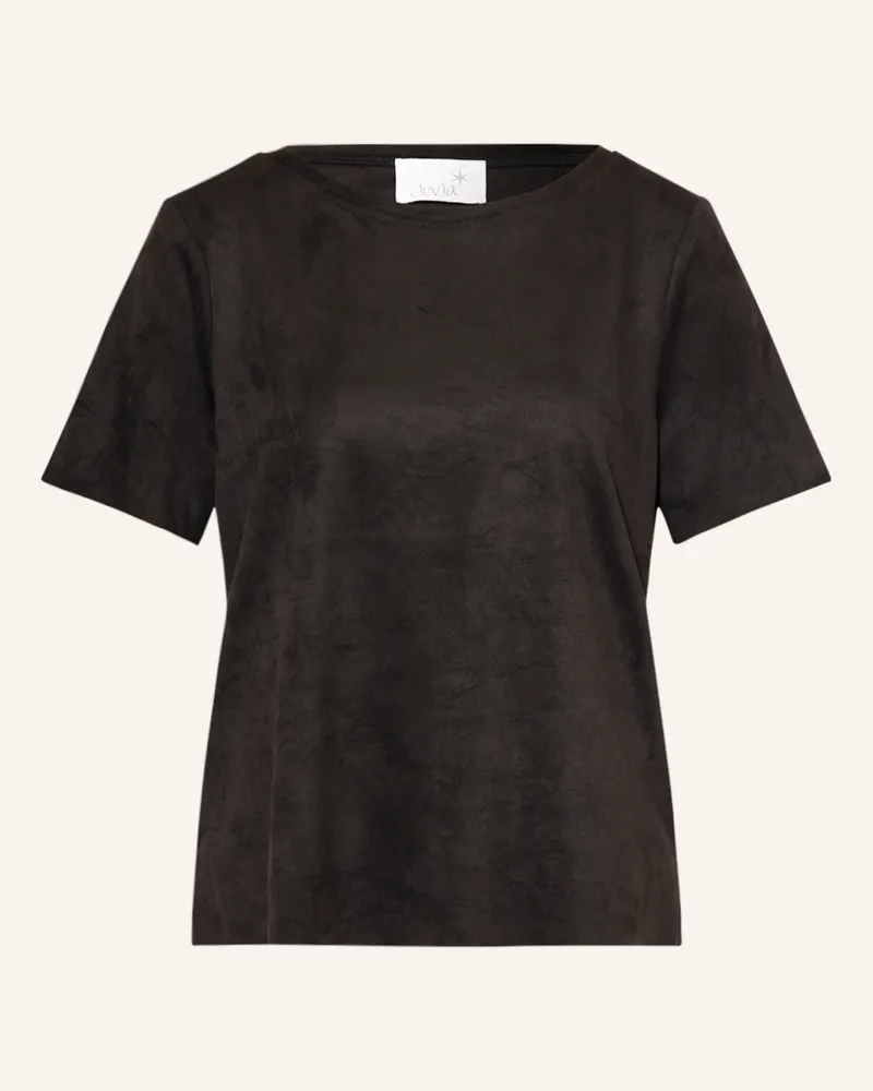 Juvia T-Shirt BELINDA in Lederoptik Schwarz