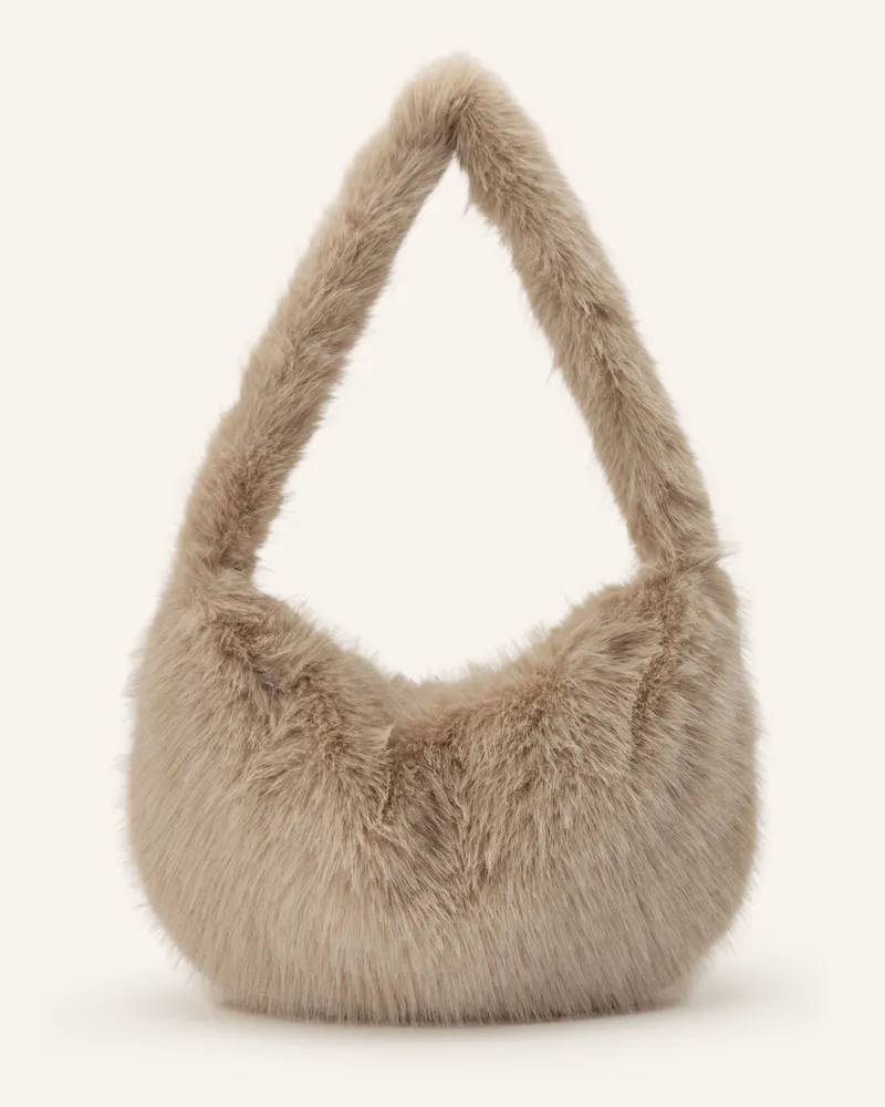 Mrs & HUGS Schultertasche Aus Kunstfell beige Creme