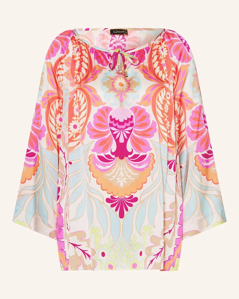 Grace Blusenshirt Aus Satin Mit 3/4-Arm lila Creme