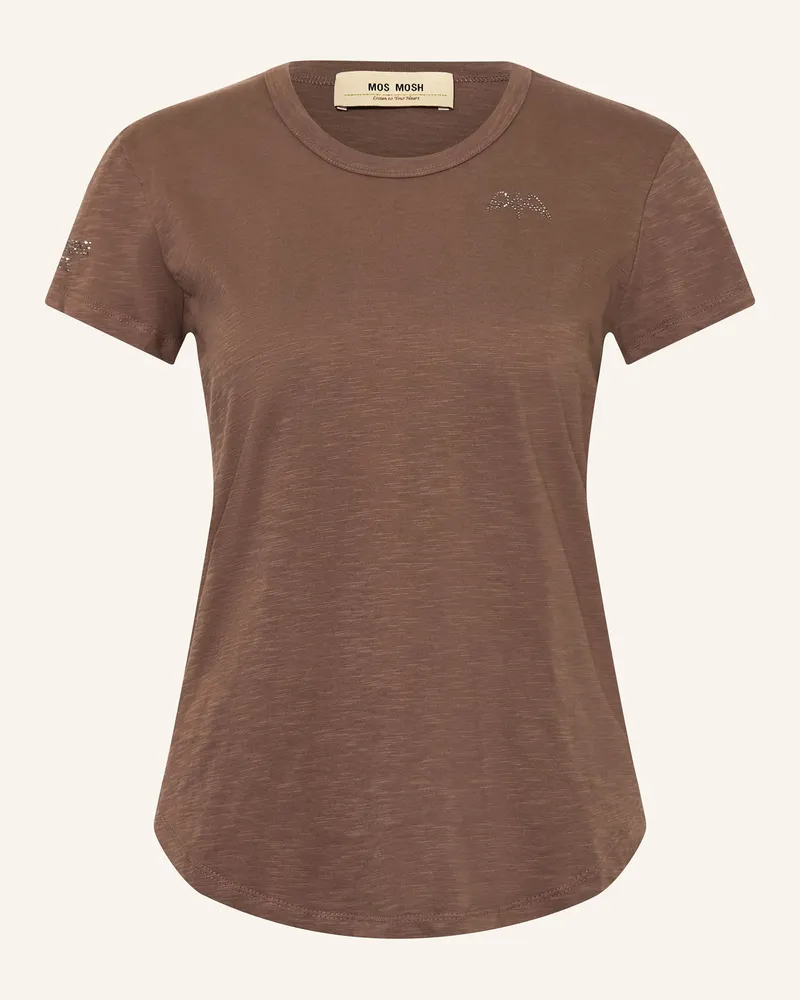 Mos Mosh T-Shirt Mmsafina Mit Schmucksteinen braun Dunkelbraun