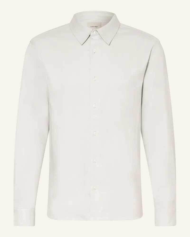 Calvin Klein Flanellhemd Easy Fit Hellgrau