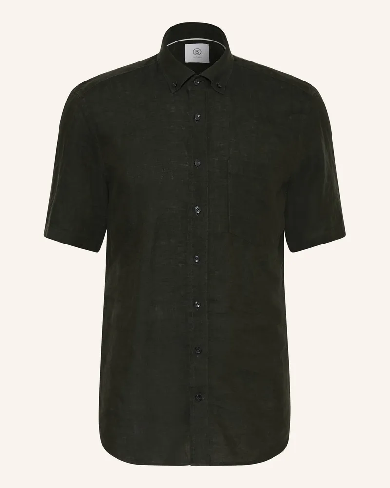 Bogner Kurzarm-Hemd LYKOS-5 Comfort Fit aus Leinen Dunkelgrün