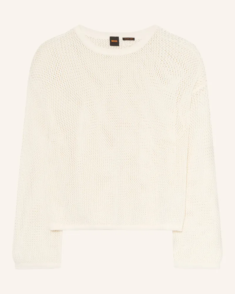 HUGO BOSS Pullover Farde weiss Creme