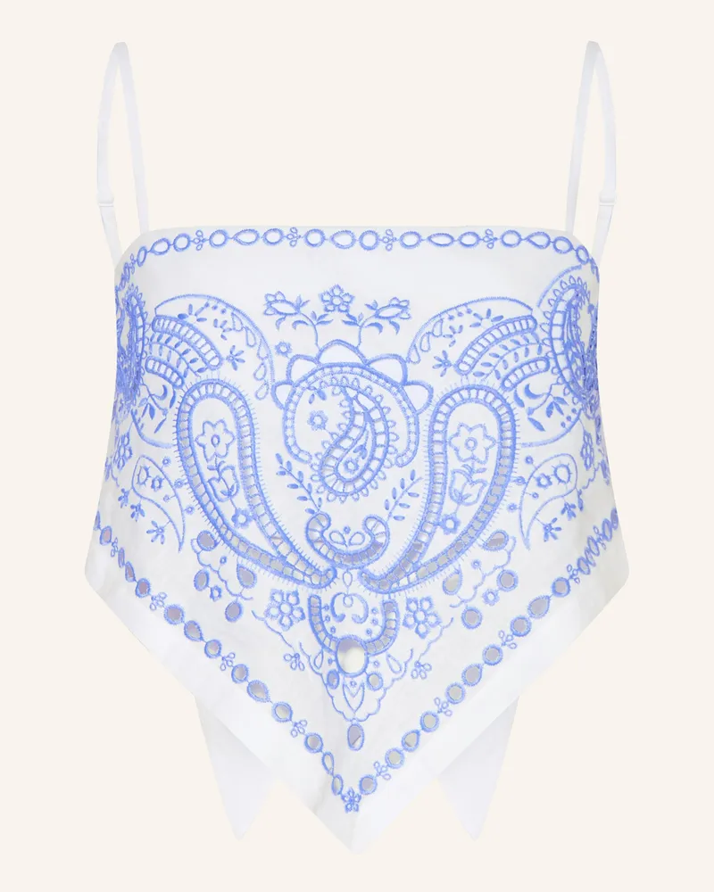 Self-Portrait Leinentop Mit Lochspitze weiss Weiss