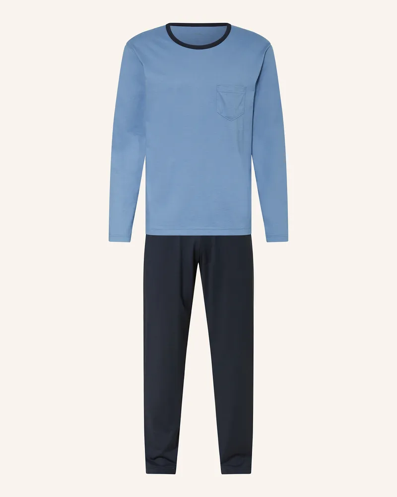 Calida Schlafanzug Relax Essentials blau Blaugrau