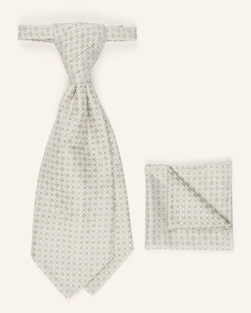 Wilvorst Set: Krawatte Und Einstecktuch gruen Beige