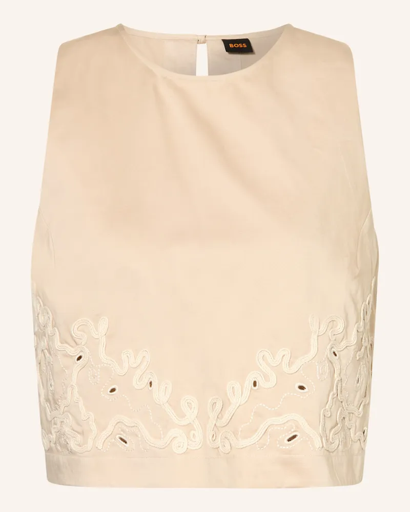 HUGO BOSS Cropped-Top Balemba Mit Lochspitze beige Beige