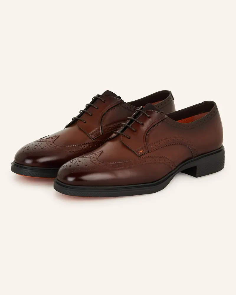 Santoni Schnürer EASY-BROG Dunkelbraun