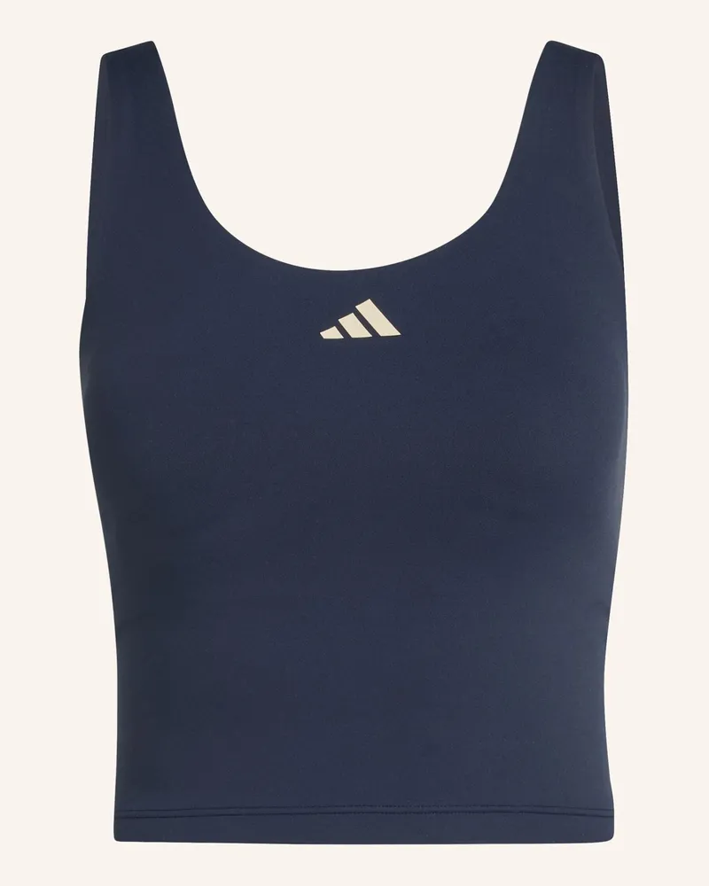 adidas 3-STREIFEN STUDIO ALL ME TANKTOP, LEICHT STÜTZEND Blau