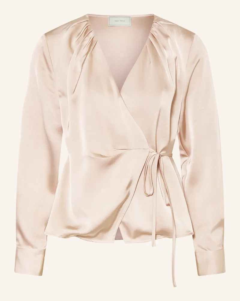 Neo Noir Wickelbluse CAPRINA aus Satin Beige