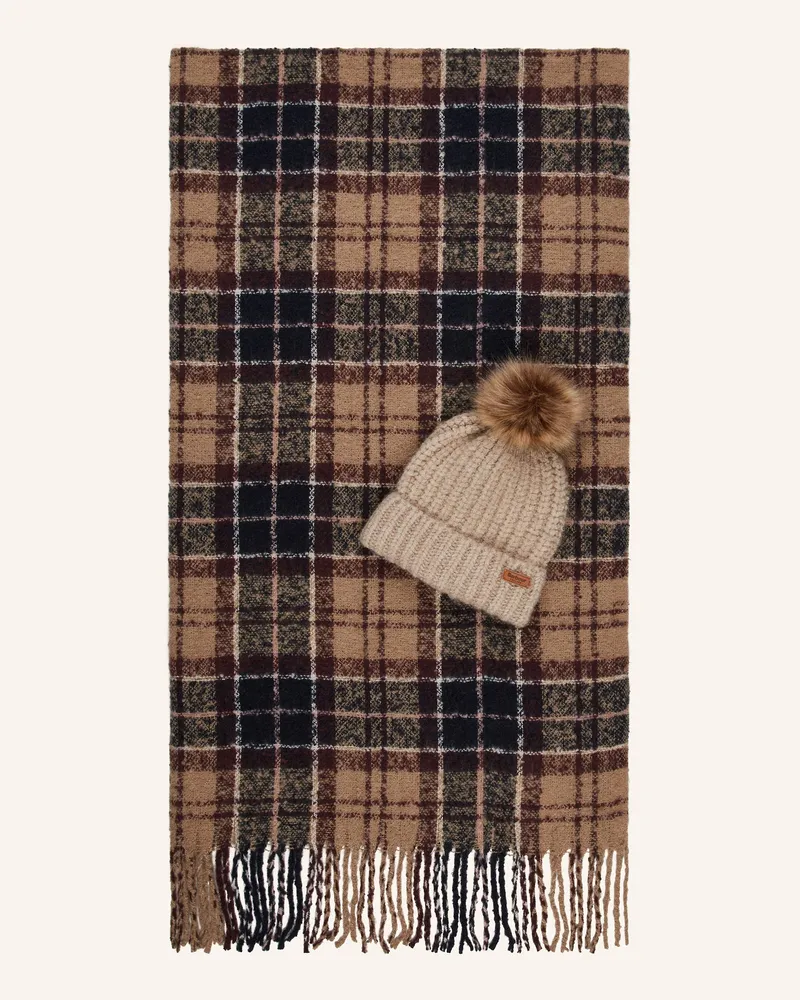Barbour Set SALTBURN: Mütze mit Kunstpelz und Schal Pi12