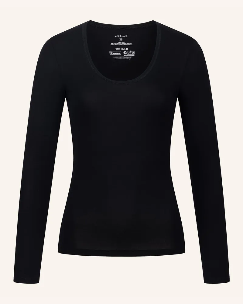 Ehrlich Textil Light Touch Tiefausgeschnittenes Langarmshirt Aus Lyocell - Seidig Weich schwarz Schwarz