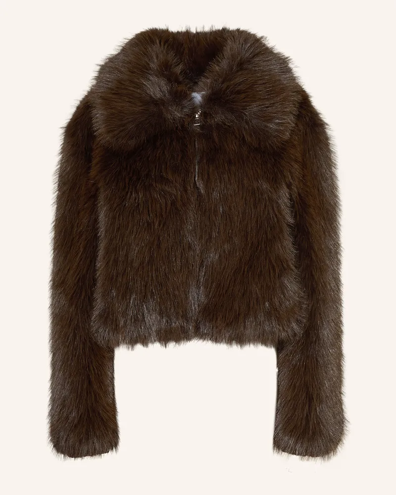 FRANKIE Shop Kunstfell-Jacke HOPE Dunkelbraun