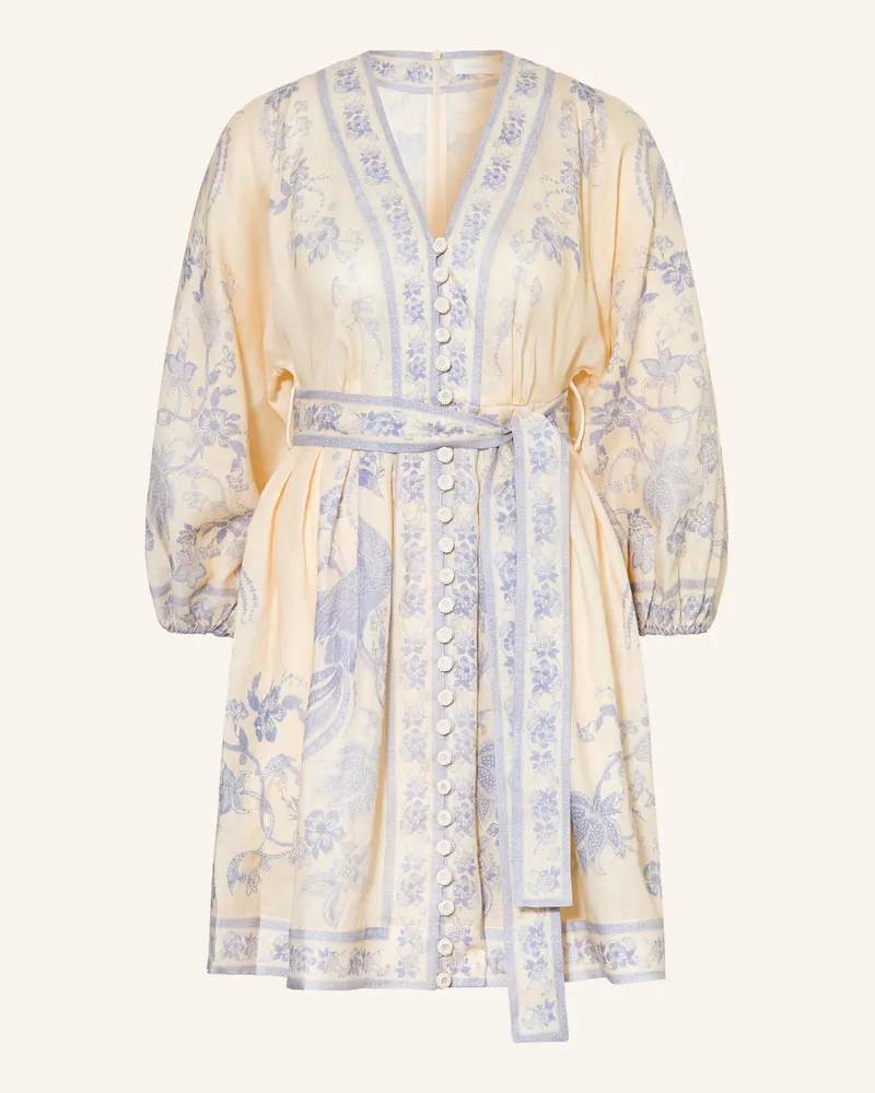 Zimmermann Leinenkleid Indra Plunge lila Creme