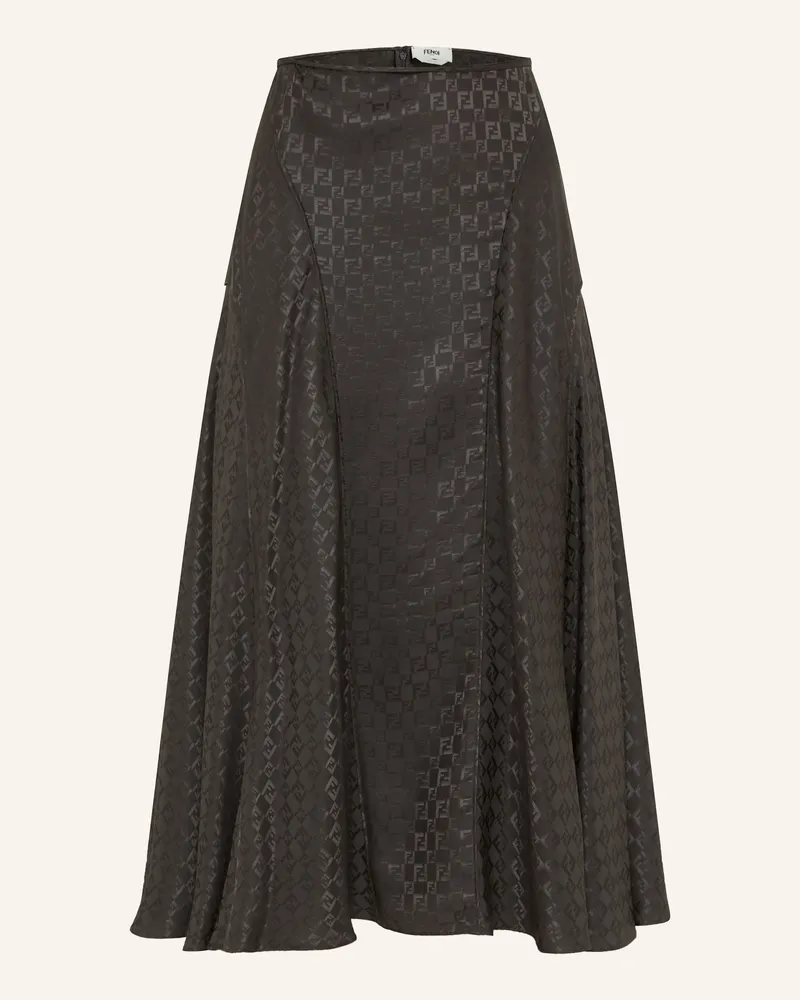 Fendi Seidenrock Gonna Chess braun Dunkelbraun