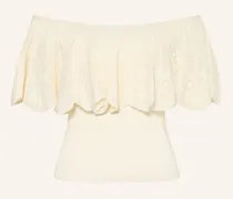 Off-Shoulder-Stricktop Salda Mit Volants weiss