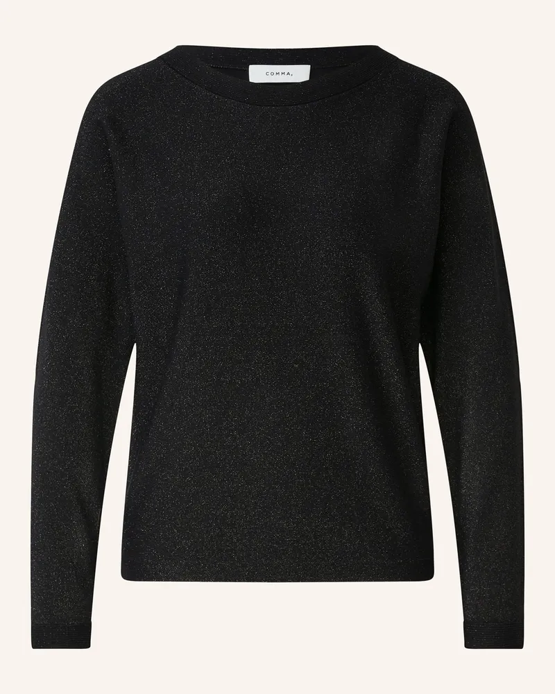 COMMA Pullover mit Glitzergarn Schwarz