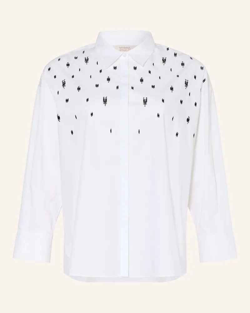 Marina Rinaldi Hemdbluse Mrsbalta Mit Pailletten Und Schmucksteinen weiss Weiss