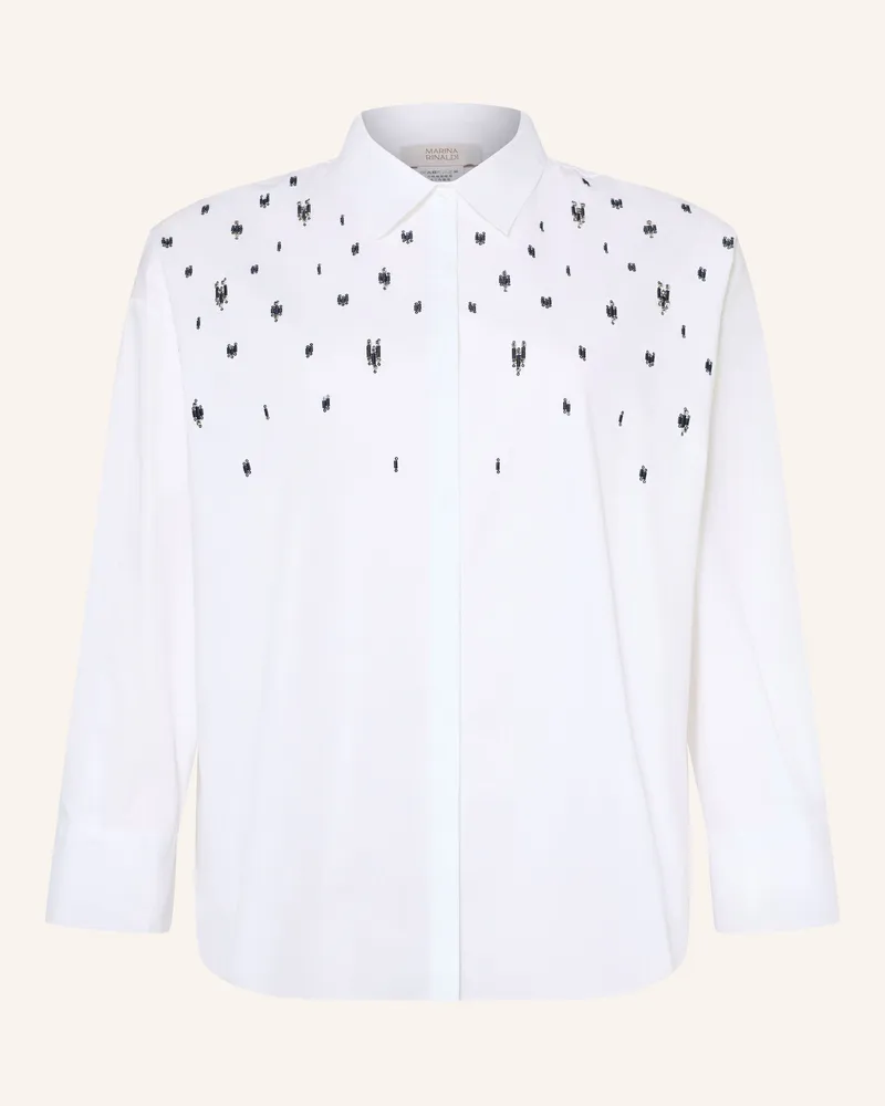 Marina Rinaldi Hemdbluse Mrsbalta Mit Pailletten Und Schmucksteinen weiss Weiss