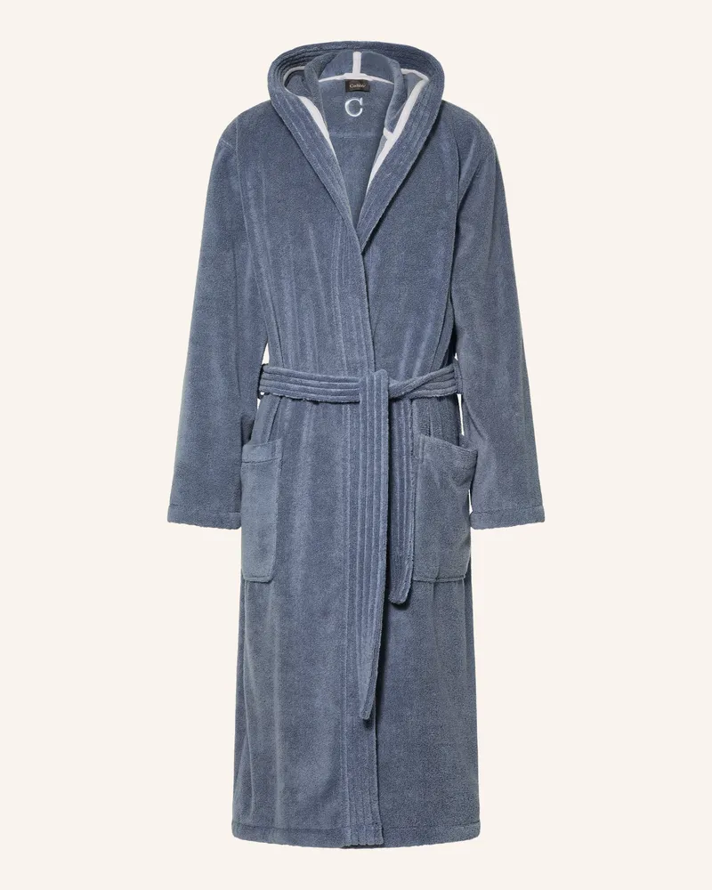 Cawö Herren-Bademantel Wth Mit Kapuze blau Blaugrau