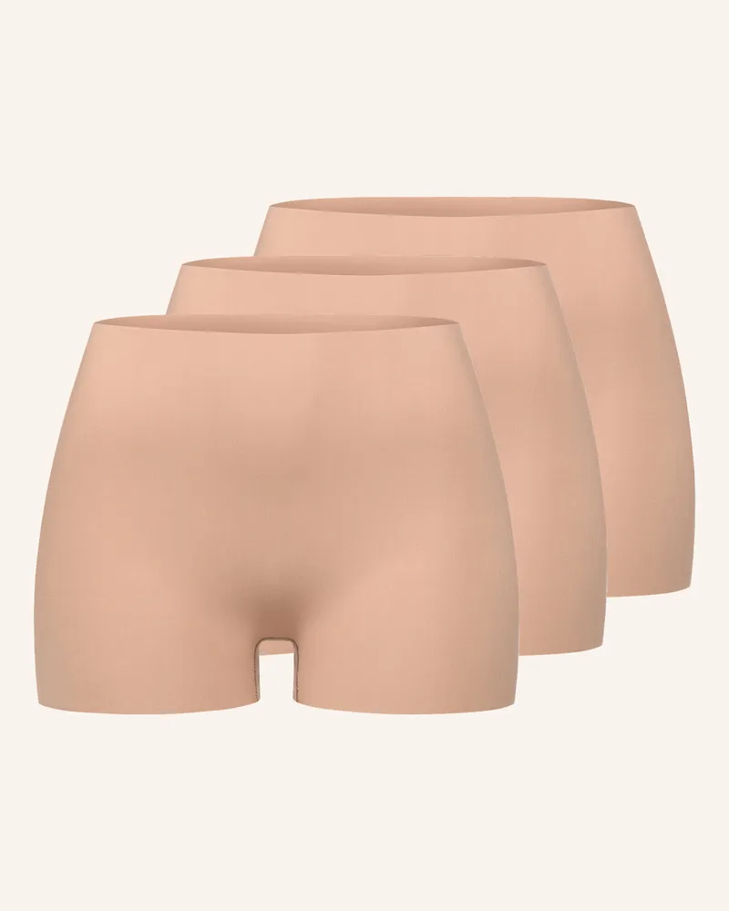 Ehrlich Textil 3er Pack Casual Cotton Panty Aus Bio-Baumwolle - Nahtlose Kanten braun Rosa