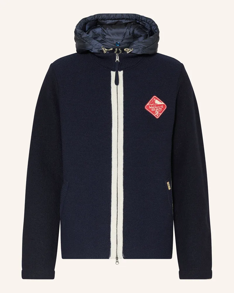 Luis Trenker Strickjacke mit abnehmbarer Kapuze Dunkelblau