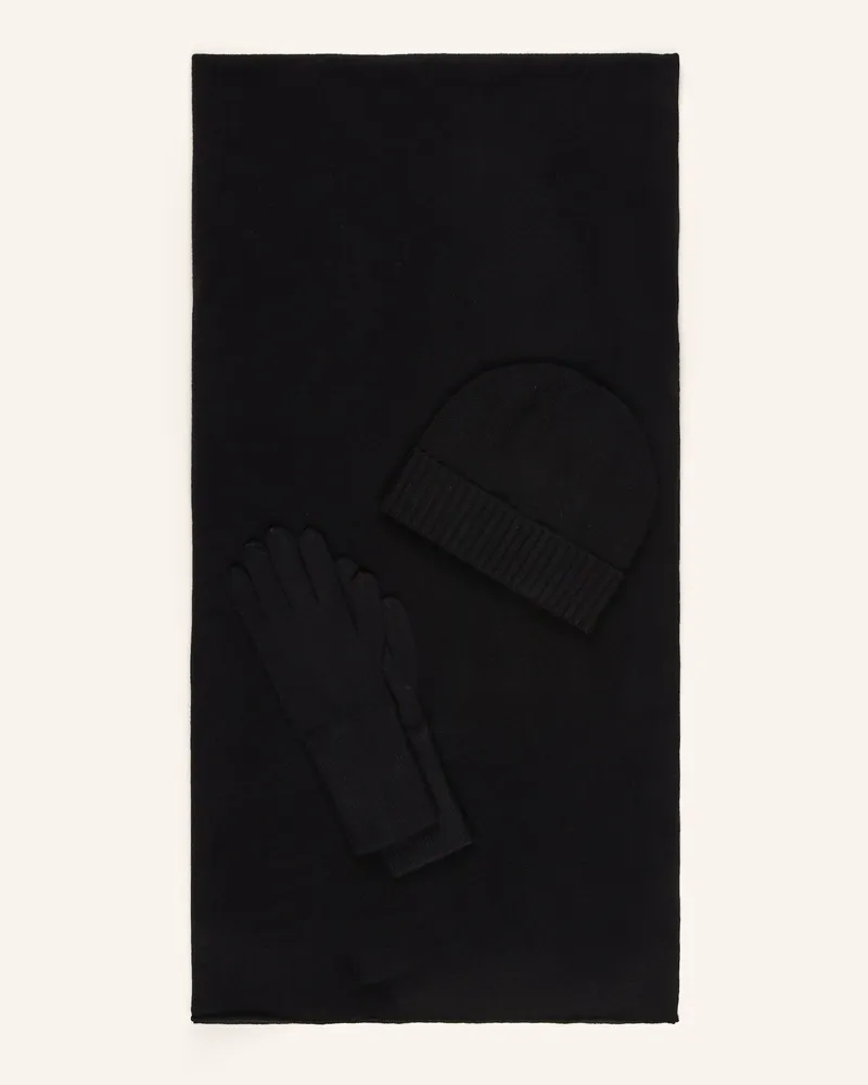 ALLUDE Set: Schal, Mütze und Handschuhe Schwarz