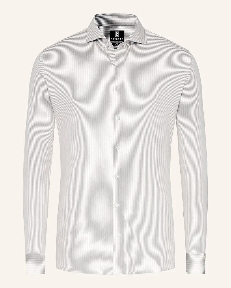 DESOTO Jerseyhemd Slim Fit braun Creme