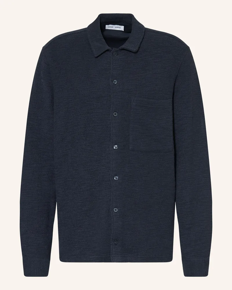 Samsøe & Samsøe Bouclé-Overshirt Sakore blau Dunkelblau