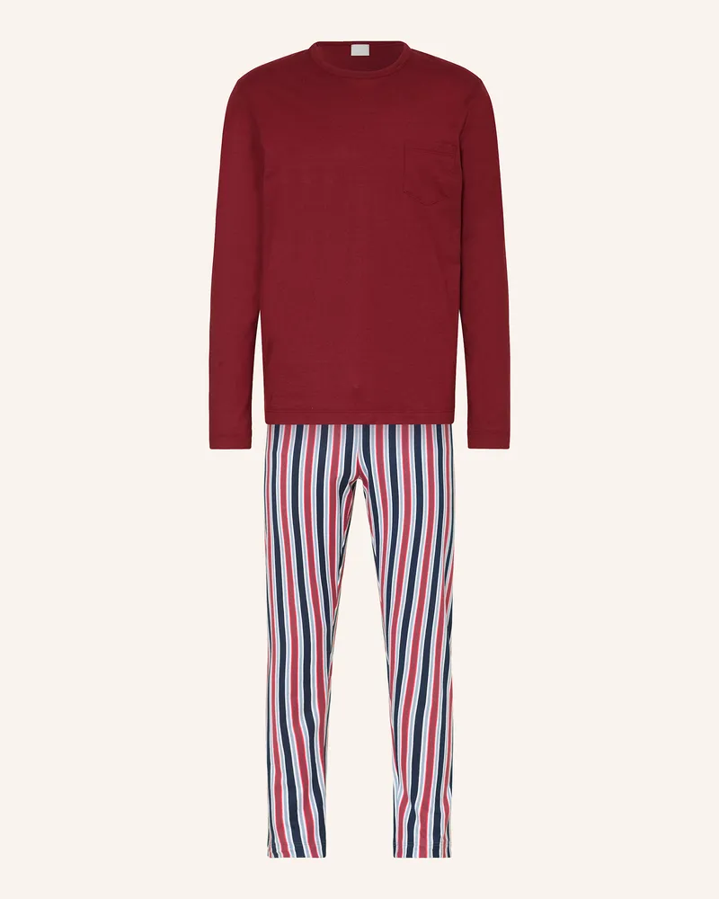 Mey Schlafanzug Serie RED´N BLUE STRIPES Dunkelrot